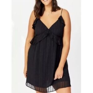 ARULA A 14/16 1X Black Strap Short Ruffle Date LBD Graduation NWT Baby Doll